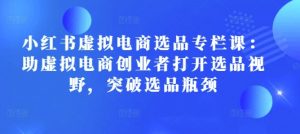 小红书虚拟电商选品专栏课：助虚拟电商创业者打开选品视野，突破选品瓶颈-极速轻创