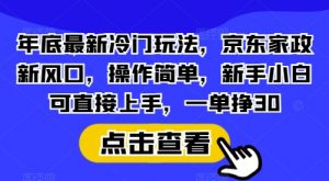 年底最新冷门玩法，京东家政新风口，操作简单，新手小白可直接上手，一单挣30【揭秘】-极速轻创