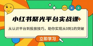 小红书 聚光平台实战课，从认识平台到投放技巧，助你实现从0到1的突破-极速轻创