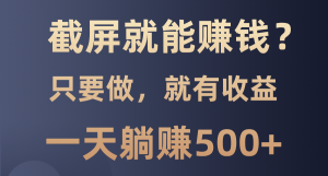 截屏就能赚钱？0门槛，只要做，100%有收益的一个项目，一天躺赚500+-极速轻创