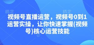 视频号直播运营，视频号0到1运营实操，让你快速掌握(视频号)核心运营技能-极速轻创