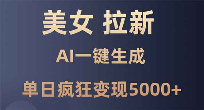 美女暴力拉新，通过AI一键生成，单日疯狂变现5000+，纯小白一学就会！-极速轻创