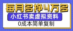 小红书虚拟资料项目，0成本简单复制，每个月多挣1W【揭秘】-极速轻创