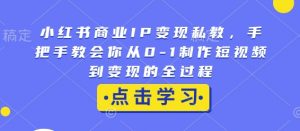 小红书商业IP变现私教，手把手教会你从0-1制作短视频到变现的全过程-极速轻创