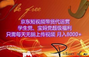 京东短视频带货代运营，学生党、宝妈党超级福利，只需每天无脑上传视频，月入8000+【仅揭秘】-极速轻创