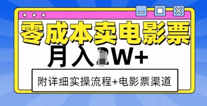 零成本卖电影票，月入过W+，实操流程+渠道-极速轻创