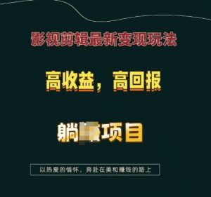 影视剪辑最新变现玩法，高收益，高回报，躺Z项目【揭秘】-极速轻创