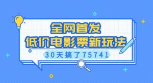 全网首发，低价电影票新玩法，已有人30天搞了75741【揭秘】-极速轻创