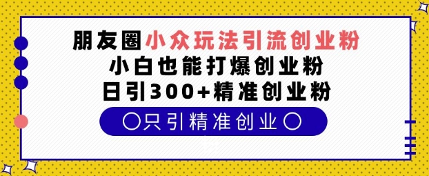 朋友圈小众玩法引流创业粉，小白也能打爆创业粉，日引300+精准创业粉【揭秘】-极速轻创