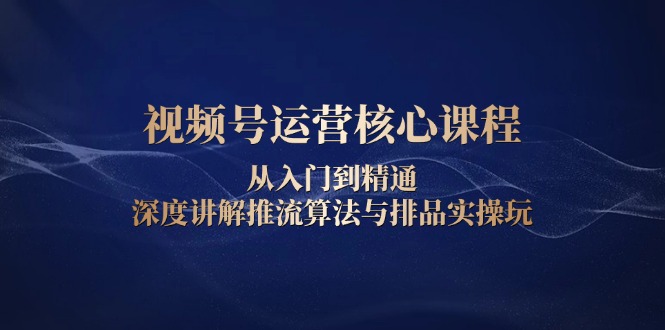 视频号运营核心课程，从入门到精通，深度讲解推流算法与排品实操玩-极速轻创