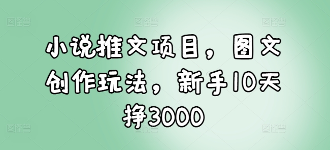 小说推文项目，图文创作玩法，新手10天挣3000-极速轻创
