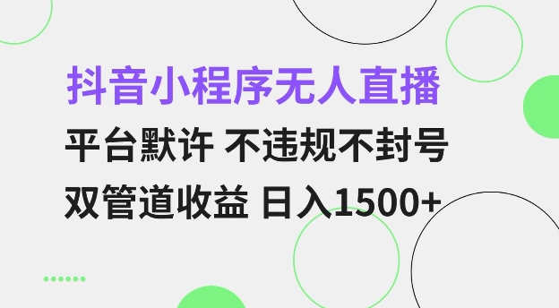 抖音小程序无人直播 平台默许 不违规不封号 双管道收益 日入多张 小白也能轻松操作【仅揭秘】-极速轻创