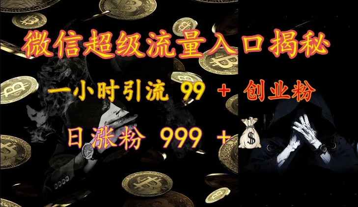 微信超级流量入口揭秘：一小时引流 99 + 创业粉，日涨粉 999 +-极速轻创