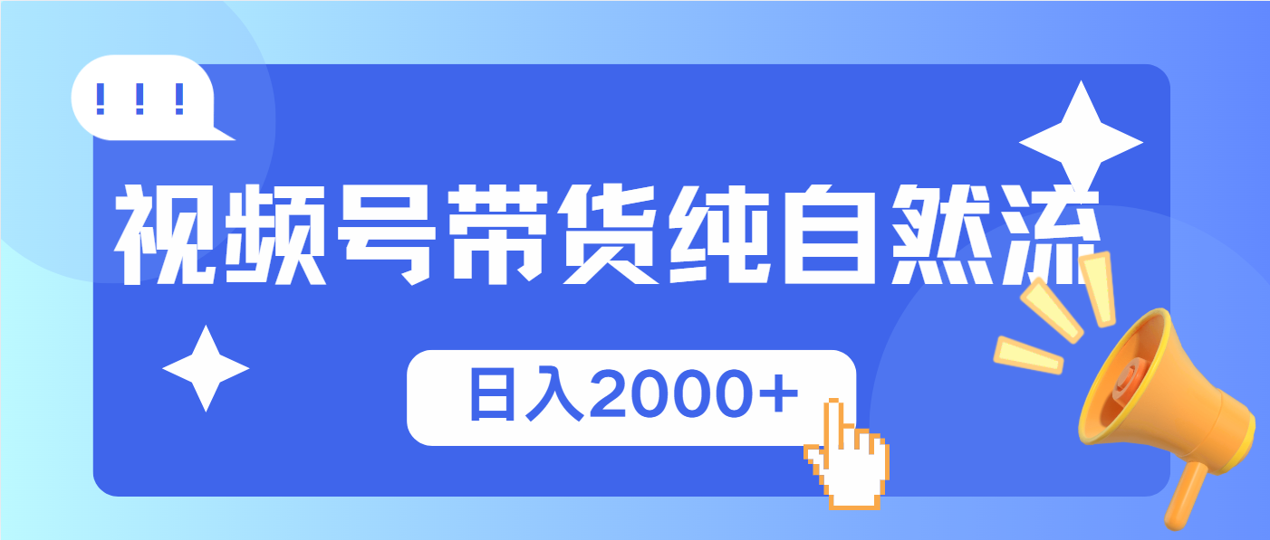视频号带货，纯自然流，起号简单，爆率高轻松日入2000+-极速轻创