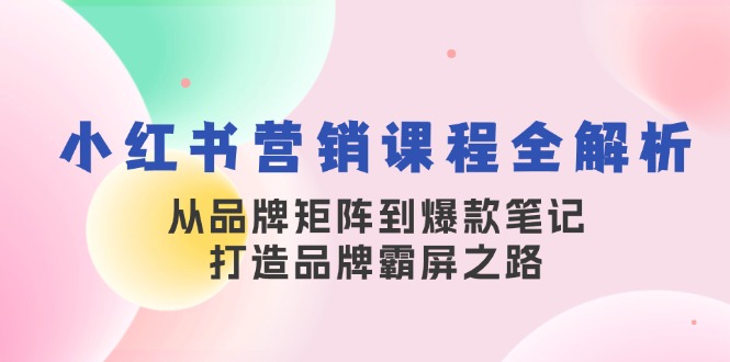 小红书营销课程全解析，从品牌矩阵到爆款笔记，打造品牌霸屏之路-极速轻创