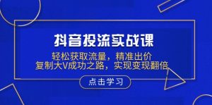 抖音投流实战课，轻松获取流量，精准出价，复制大V成功之路，实现变现翻倍-极速轻创