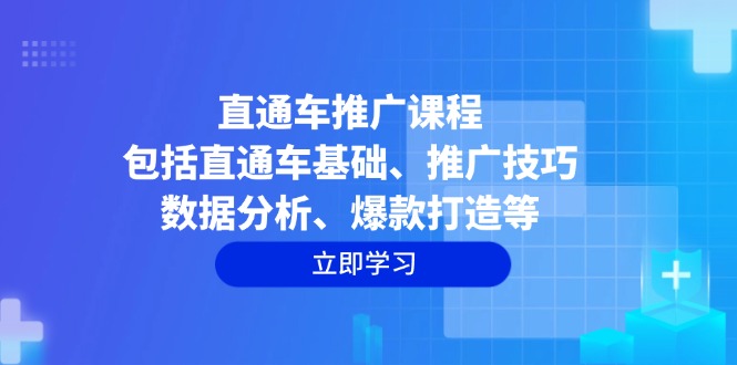 直通车推广课程：包括直通车基础、推广技巧、数据分析、爆款打造等-极速轻创