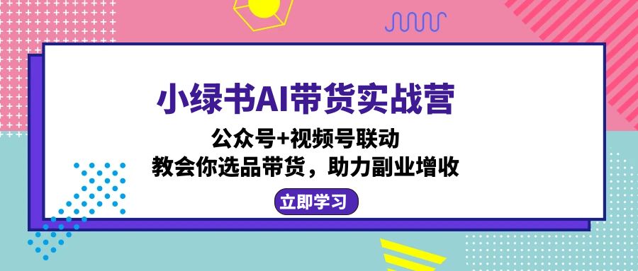 小绿书AI带货实战营：公众号+视频号联动，教会你选品带货，助力副业增收-极速轻创