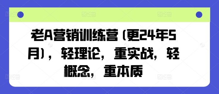 老A营销训练营(更25年1月)，轻理论，重实战，轻概念，重本质-极速轻创
