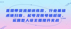 直播带货流量训练营，行业基础术语扫盲，起号及账号破层级，运营型人设主播提升实战-极速轻创