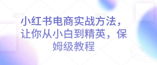 小红书电商实战方法，让你从小白到精英，保姆级教程-极速轻创