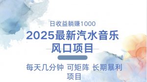 2025最新汽水音乐躺赚项目 每天几分钟 日入1000＋-极速轻创