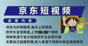 京东短视频带货课，无需自己拍摄剪辑，保姆式教学，两天快速上手-极速轻创