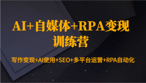 AI+自媒体+RPA变现训练营：写作变现+AI使用+SEO+多平台运营+RPA自动化-极速轻创