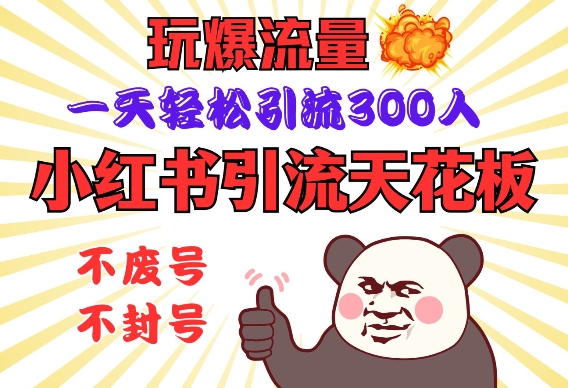 小红书引流天花板，玩爆流量，一天轻松引流300人，安全操作-极速轻创