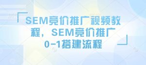 SEM竞价推广视频教程，SEM竞价推广0-1搭建流程-极速轻创