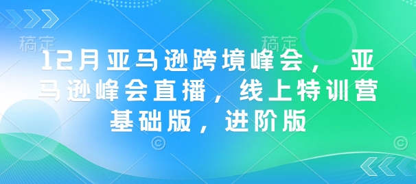 12月亚马逊跨境峰会， 亚马逊峰会直播，线上特训营基础版，进阶版-极速轻创