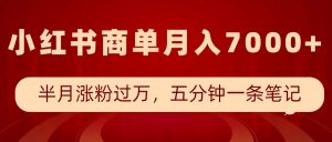 小红书商单最新玩法，半个月涨粉过万，五分钟一条笔记，月入7000+-极速轻创