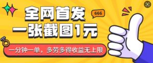 全网首发，一张截图1块钱，一分钟一单，多劳多得，收益无上限-极速轻创