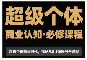 超级个体商业认知觉醒视频课，商业认知·必修课程揭秘从0-1账号全流程-极速轻创