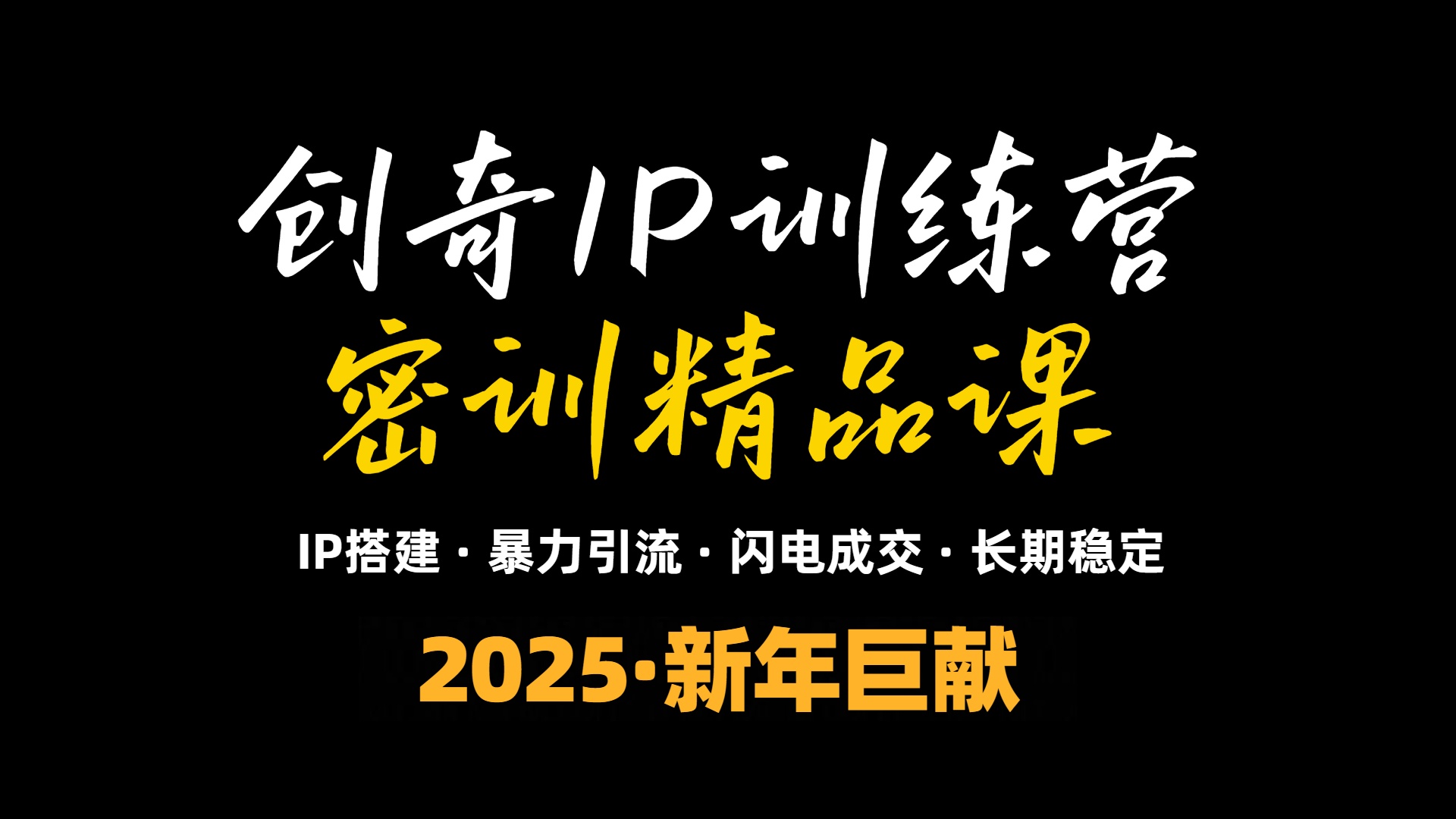 2025年“知识付费IP训练营”小白避坑年赚百万，暴力引流，闪电成交-极速轻创