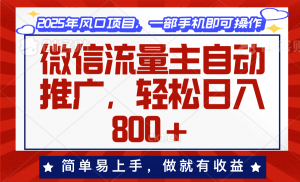 微信流量主自动推广，轻松日入800+，简单易上手，做就有收益。-极速轻创