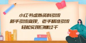 小红书虚拟资料引流，新手引流变现，老手精准引流，轻松实现日赚过千-极速轻创