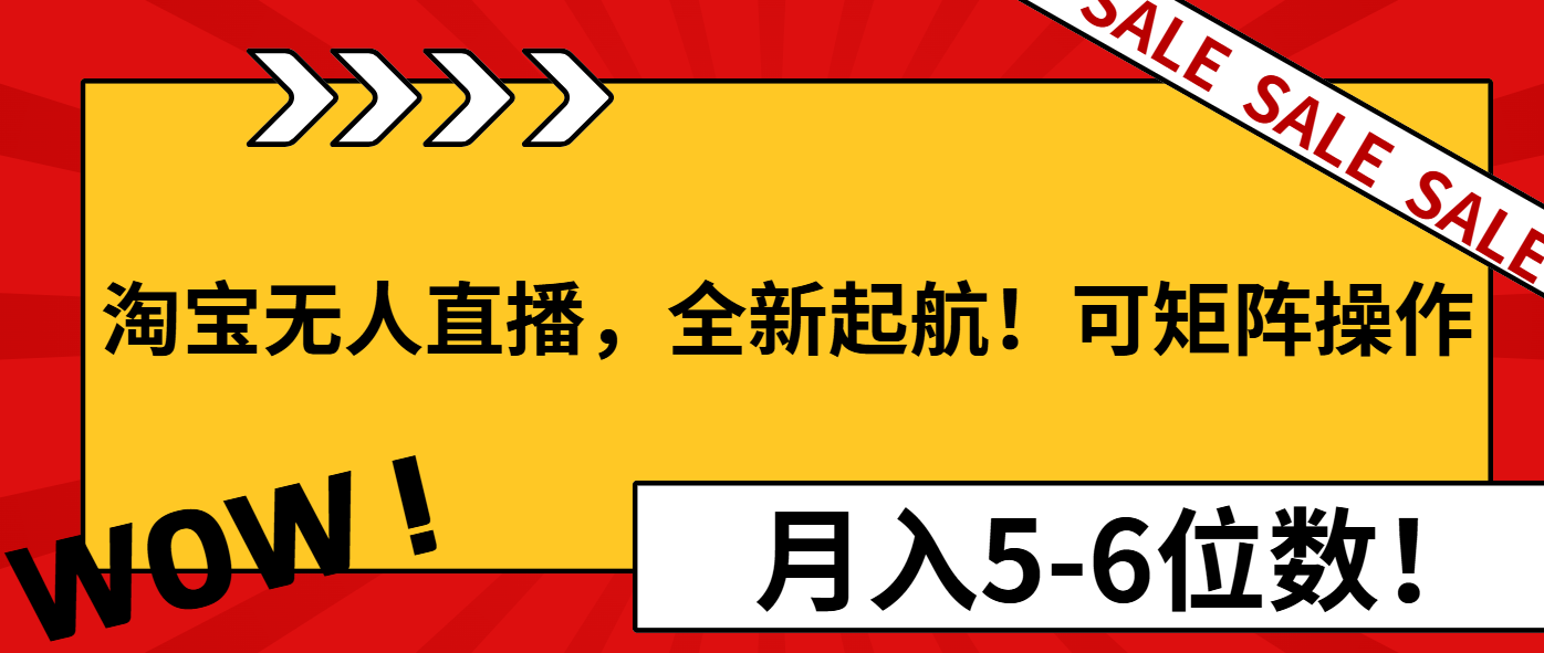 淘宝无人直播，全新起航！可矩阵操作，月入5-6位数！-极速轻创