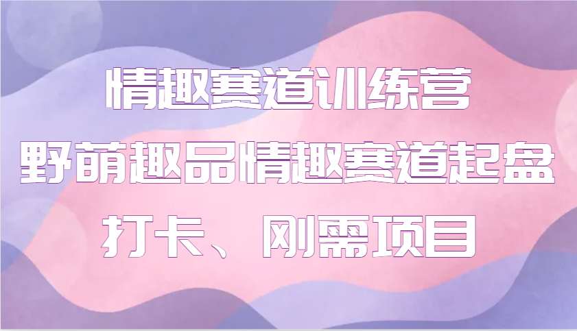 情趣赛道训练营 野萌趣品情趣赛道起盘打卡、刚需项目-极速轻创