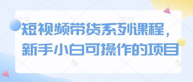 短视频带货系列课程，新手小白可操作的项目-极速轻创