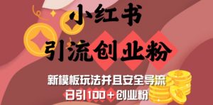 小红书引流创业粉，新模板玩法并且安全导流，日引100+创业粉-极速轻创