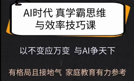 Ai时代真学霸思维与学习方法课，有格局且接地气，家庭教育有力参考-极速轻创