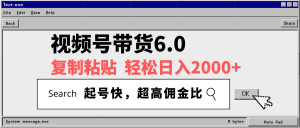 视频号带货6.0，轻松日入2000+，起号快，复制粘贴即可，超高佣金比-极速轻创