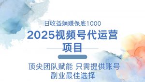 2025视频号代运营 日躺赚1000＋ 只需提供账号-极速轻创