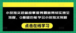 小说推文短篇故事混剪最新剪辑实操全流程，0基础也能学会小说推文教程，肯干多发日入多张-极速轻创