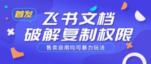 首发飞书文档破解复制权限，售卖自用均可暴力玩法-极速轻创
