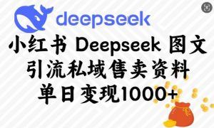 小红书Deepseek图文引流私域售卖资料，单日变现多张-极速轻创