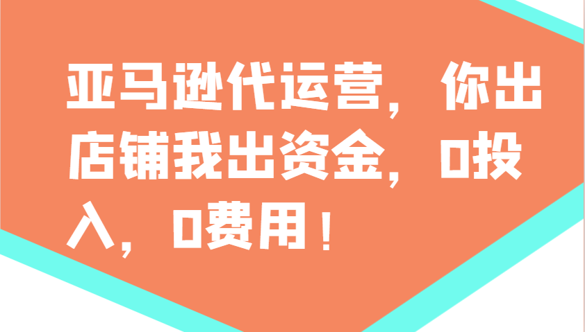 亚马逊代运营，你出店铺我出资金，0投入，0费用，无责任每天300分红，赢亏我承担-极速轻创