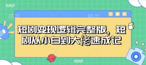 短剧变现逻辑完整版，短剧从小白到大佬速成记-极速轻创
