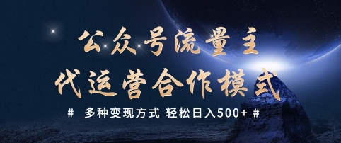 公众号流量主代运营  多种变现方式 轻松日入5张【揭秘】-极速轻创